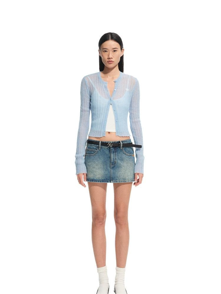 NAWSNOTAWEAR Soft Hollow Knit Slim Fit V-neck Buttoned Women Wool Blend Cardigans