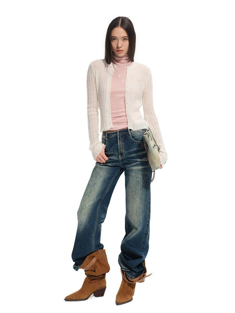 NAWSNOTAWEAR Soft Hollow Knit Slim Fit V-neck Buttoned Women Wool Blend Cardigans