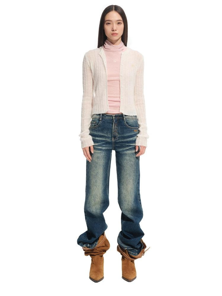 NAWSNOTAWEAR Soft Hollow Knit Slim Fit V-neck Buttoned Women Wool Blend Cardigans