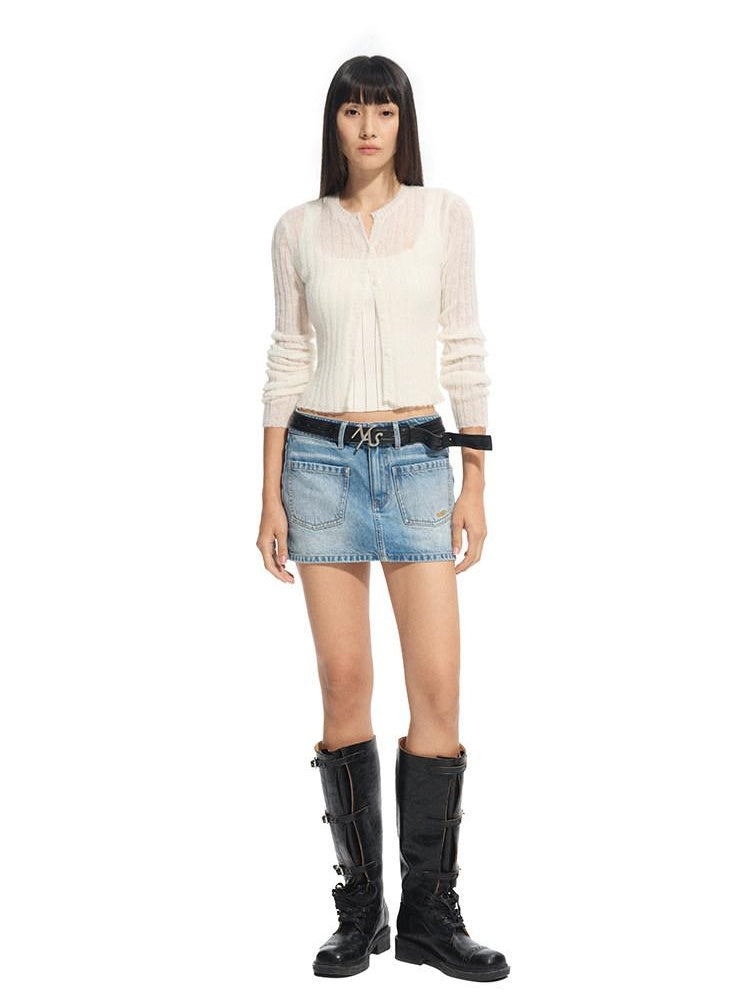NAWSNOTAWEAR Soft Hollow Knit Slim Fit V-neck Buttoned Women Wool Blend Cardigans