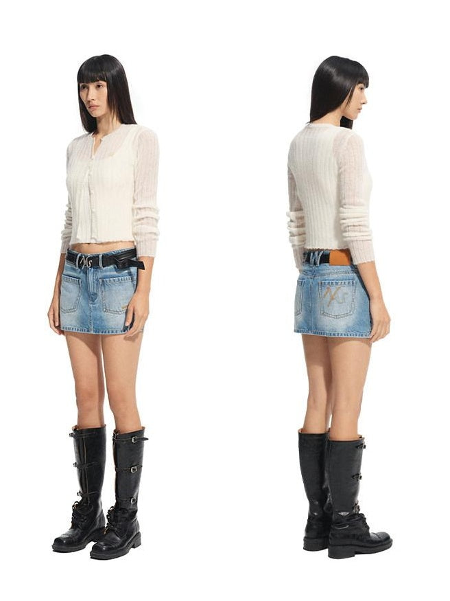 NAWSNOTAWEAR Soft Hollow Knit Slim Fit V-neck Buttoned Women Wool Blend Cardigans
