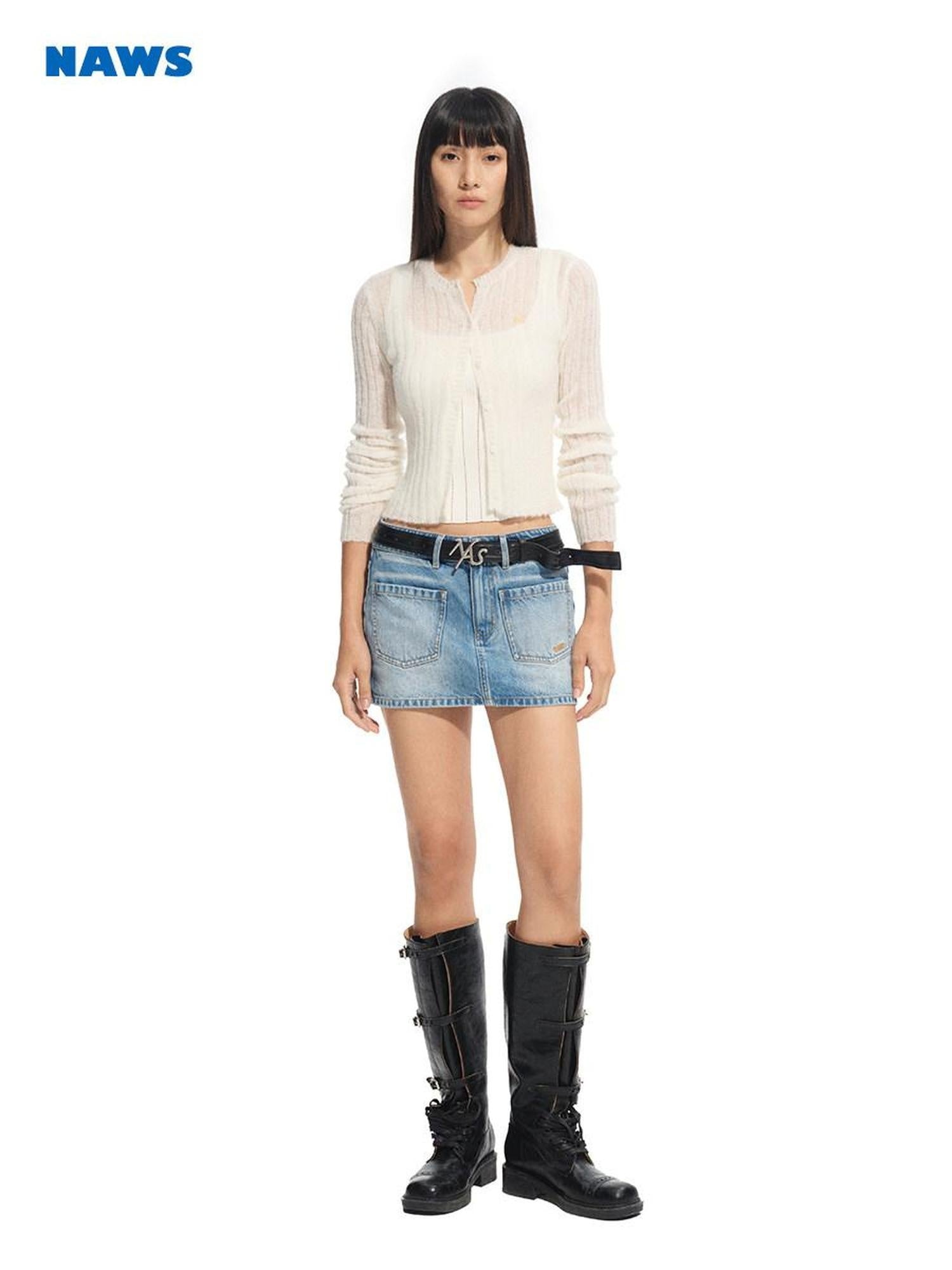 NAWSNOTAWEAR Soft Hollow Knit Slim Fit V-neck Buttoned Women Wool Blend Cardigans