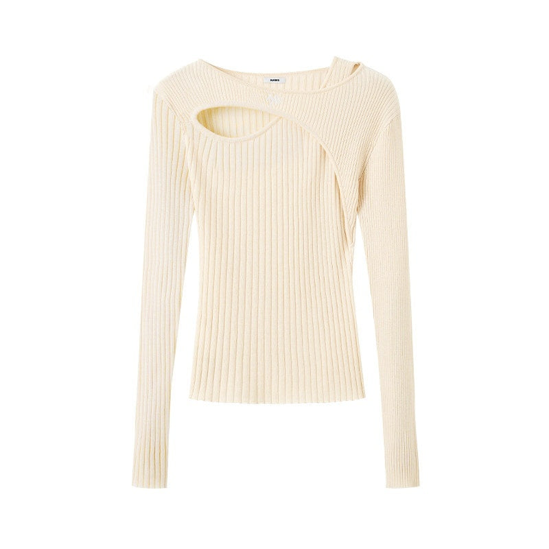 NAWSNOTAWEAR_Soft_Ivory_Minimalist_Faux_Layered_Pullover_Women_Knitwear_Sweaters_MISSTT