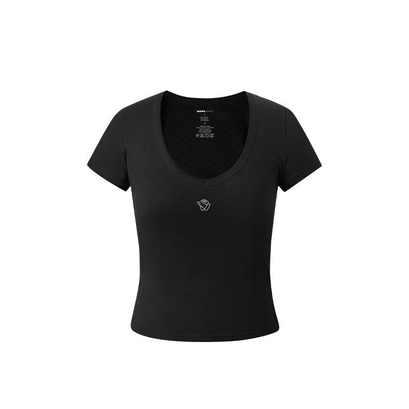 NAWSNOTAWEAR_Soft_Modal_Cotton_Casual_Slim_Fit_V-neck_Women_Solid_Tee_Short_Sleeve_T-Shirts_MISSTT