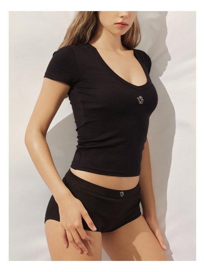 NAWSNOTAWEAR Soft Modal Cotton Casual Slim Fit V-neck Women Solid Tee Short Sleeve T-Shirts