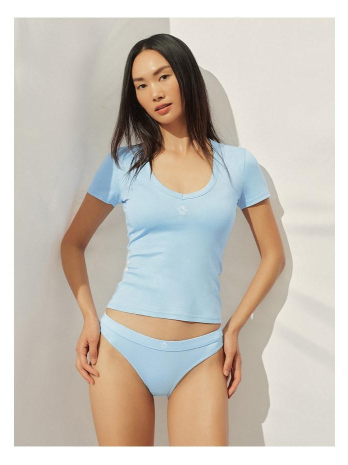 NAWSNOTAWEAR Soft Modal Cotton Casual Slim Fit V-neck Women Solid Tee Short Sleeve T-Shirts