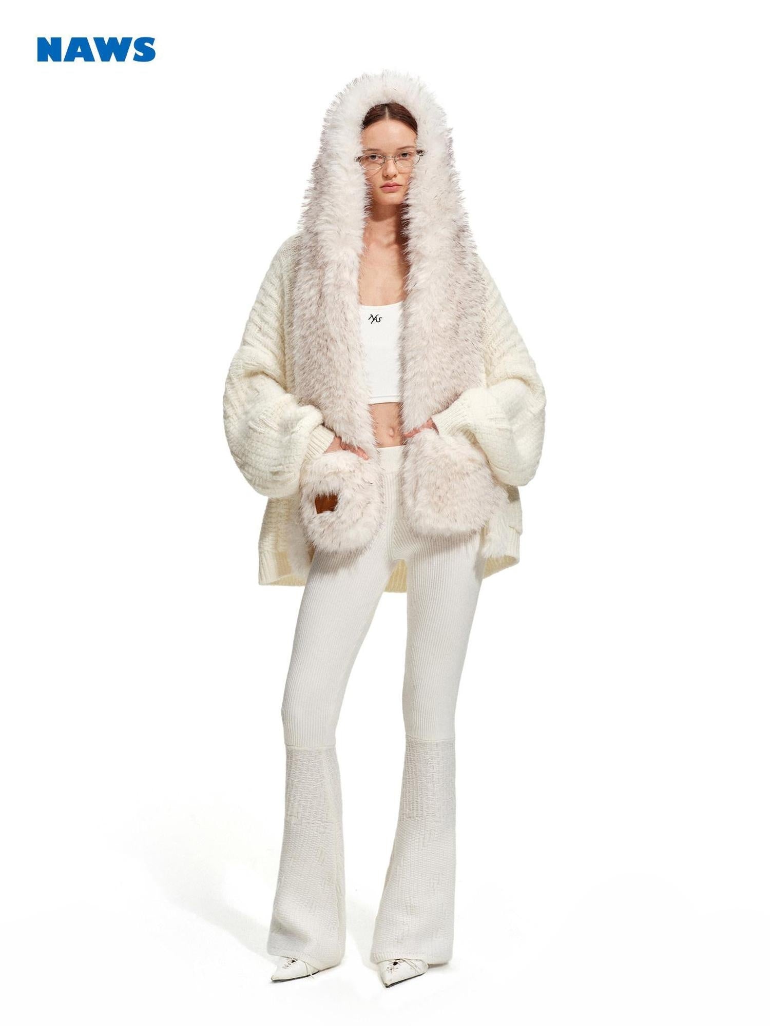 NAWSNOTAWEAR Soft Mohair Blend Casual Open Front Long Sleeve Women Knit Solid Color Cardigans