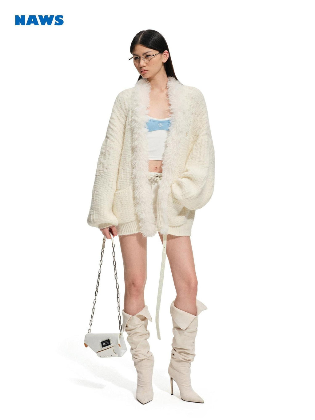 NAWSNOTAWEAR Soft Mohair Blend Casual Open Front Long Sleeve Women Knit Solid Color Cardigans