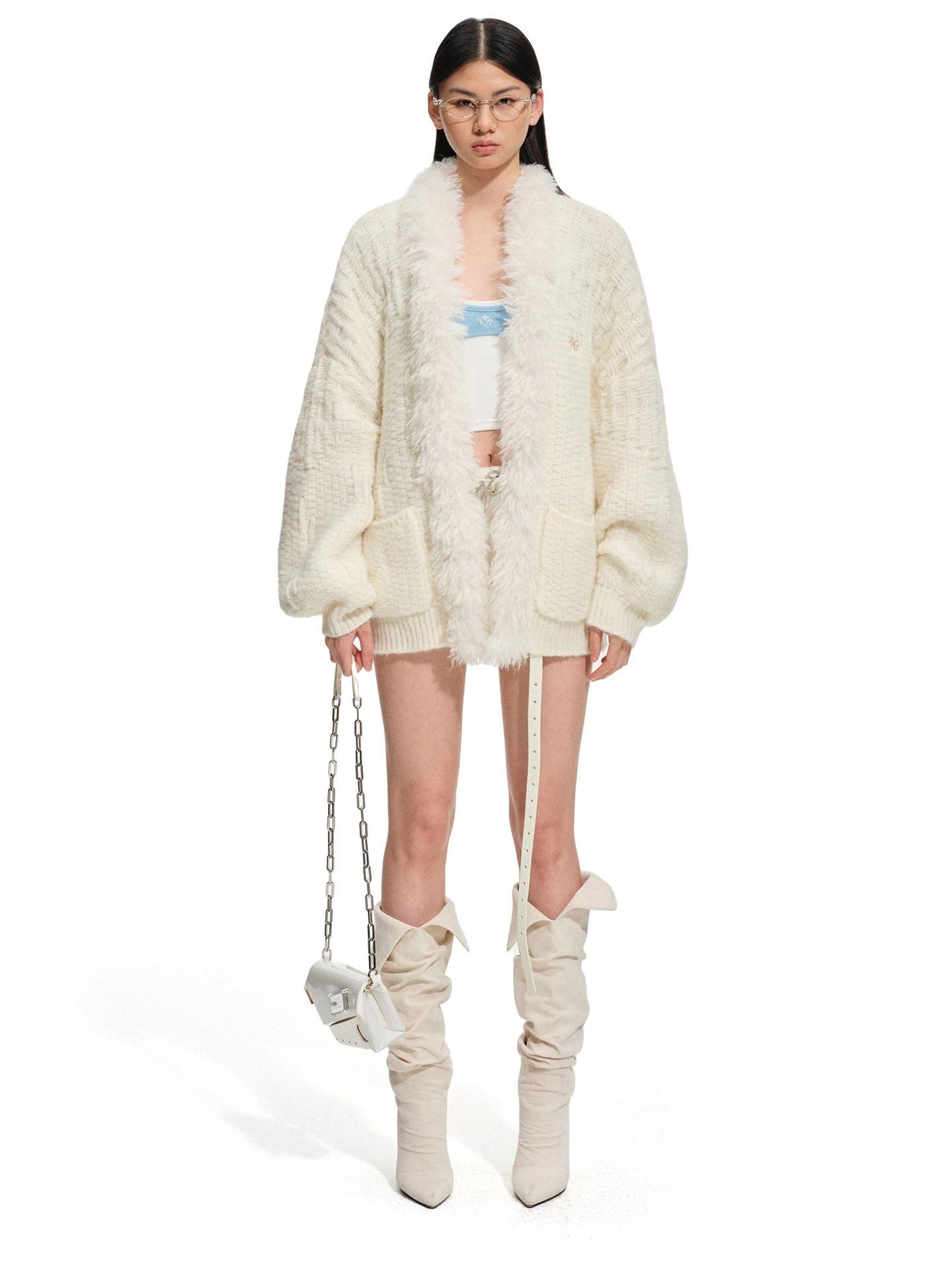 NAWSNOTAWEAR Soft Mohair Blend Casual Open Front Long Sleeve Women Knit Solid Color Cardigans