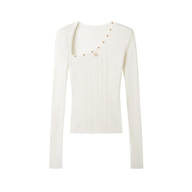 NAWSNOTAWEAR_Soft_Slim_Casual_Striped_Slant_Collar_Pullover_Wool_Blend_Knit_Women_Sweaters_MISSTT