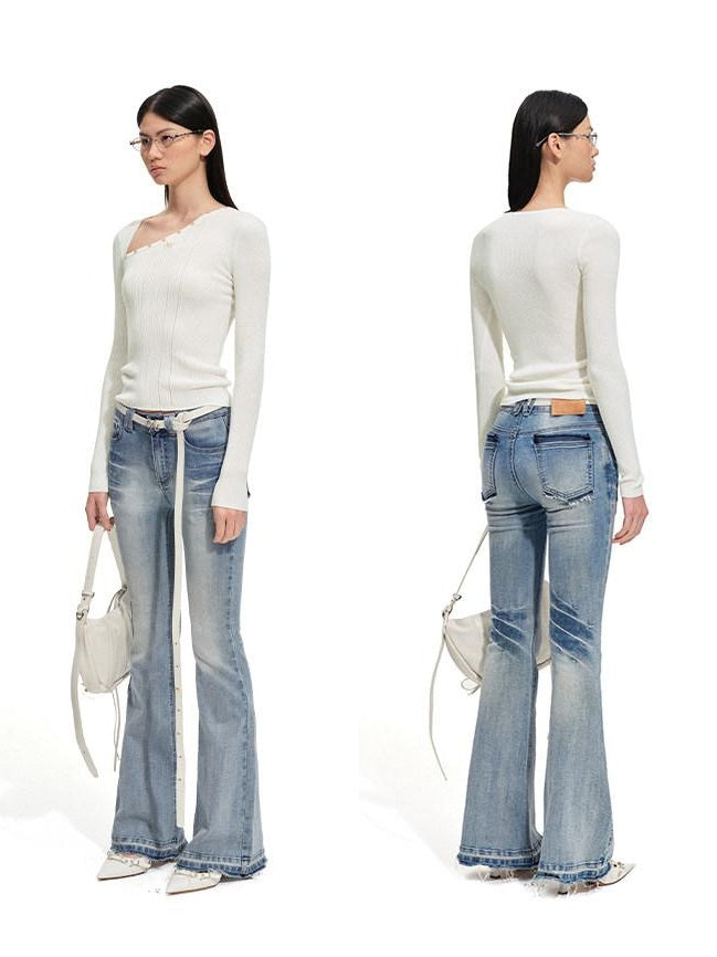NAWSNOTAWEAR Soft Slim Casual Striped Slant Collar Pullover Wool Blend Knit Women Sweaters