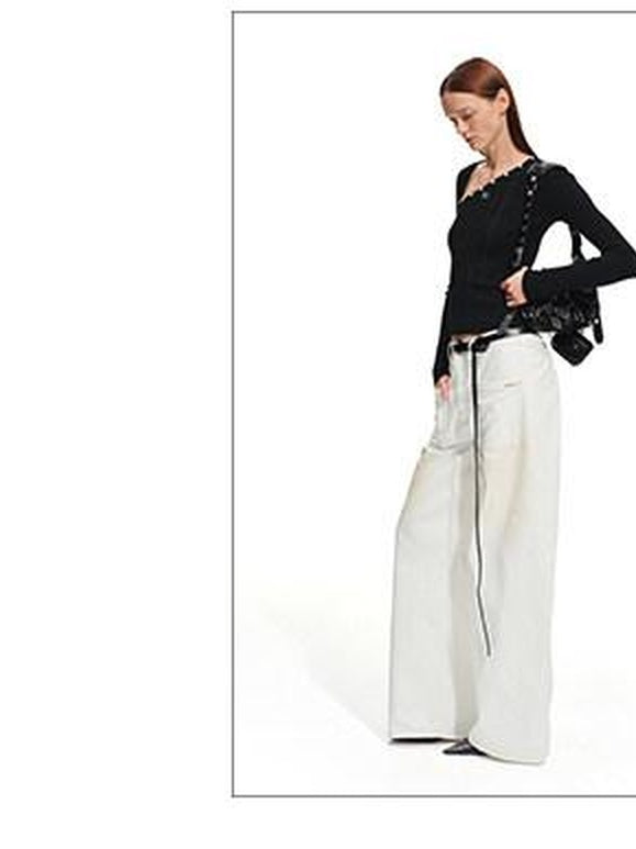 NAWSNOTAWEAR Soft Slim Casual Striped Slant Collar Pullover Wool Blend Knit Women Sweaters