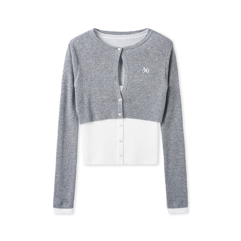 NAWSNOTAWEAR_Soft_Slim_Fit_Colorblock_Layered_Crewneck_Knit_Women_White_Tea_Gray_Sweaters_MISSTT