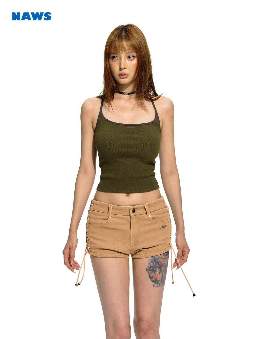 NAWSNOTAWEAR Soft Stretch Cotton Commuter Slim Racerback Cropped Layering Women Camisoles