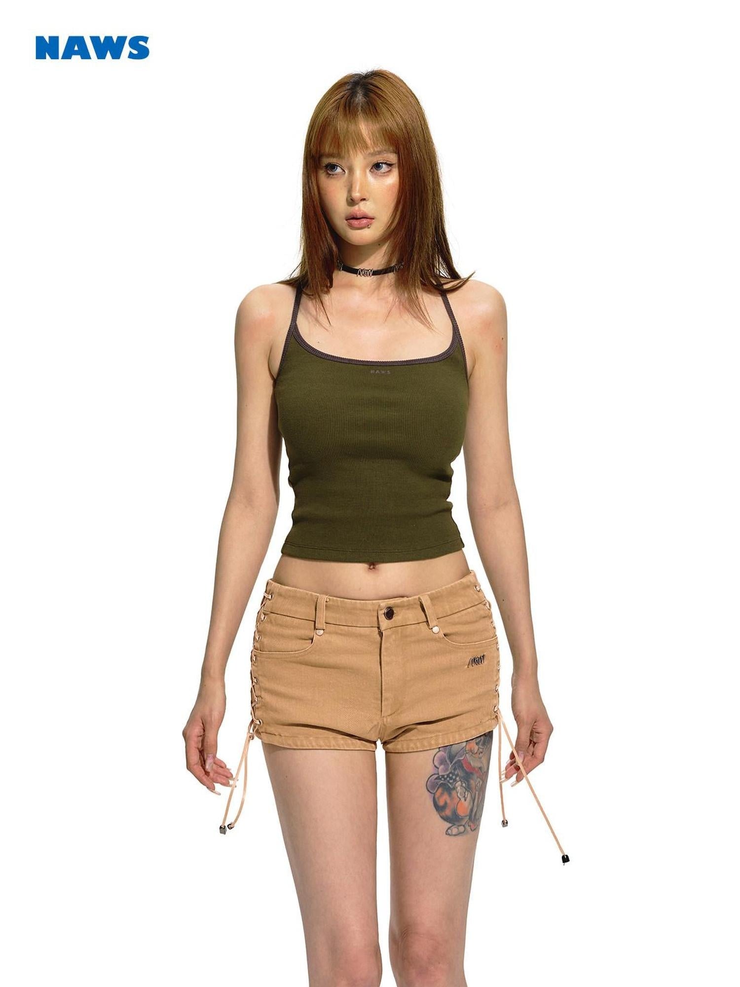 NAWSNOTAWEAR Soft Stretch Cotton Commuter Slim Racerback Cropped Layering Women Camisoles