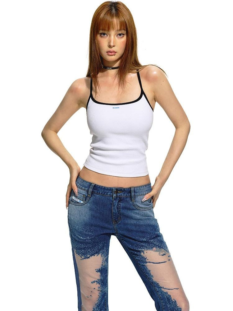 NAWSNOTAWEAR Soft Stretch Cotton Commuter Slim Racerback Cropped Layering Women Camisoles