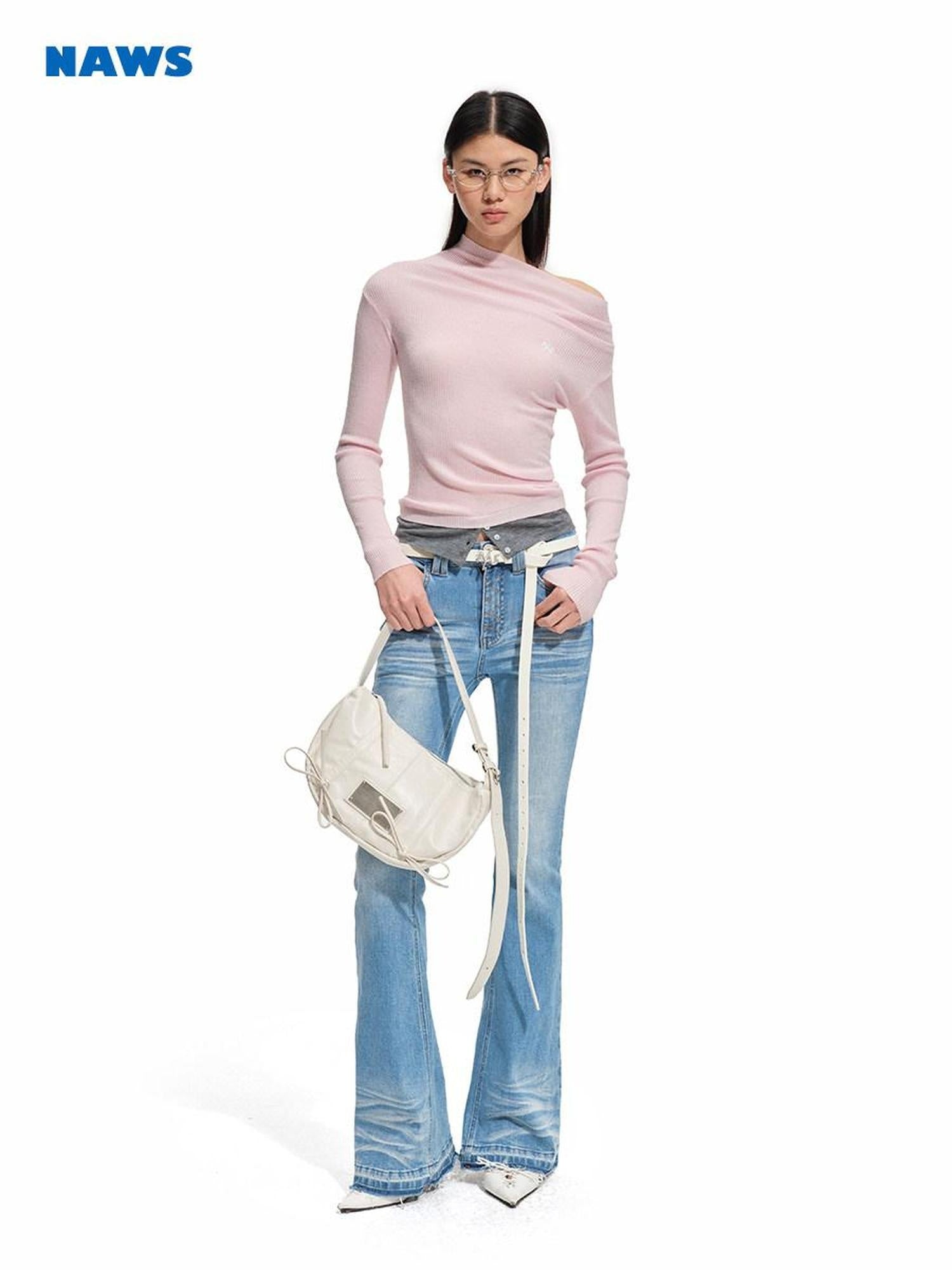 NAWSNOTAWEAR Soft Touch Slim Fit Faux Layered Knit Women Wool Blend Pullover Sweaters