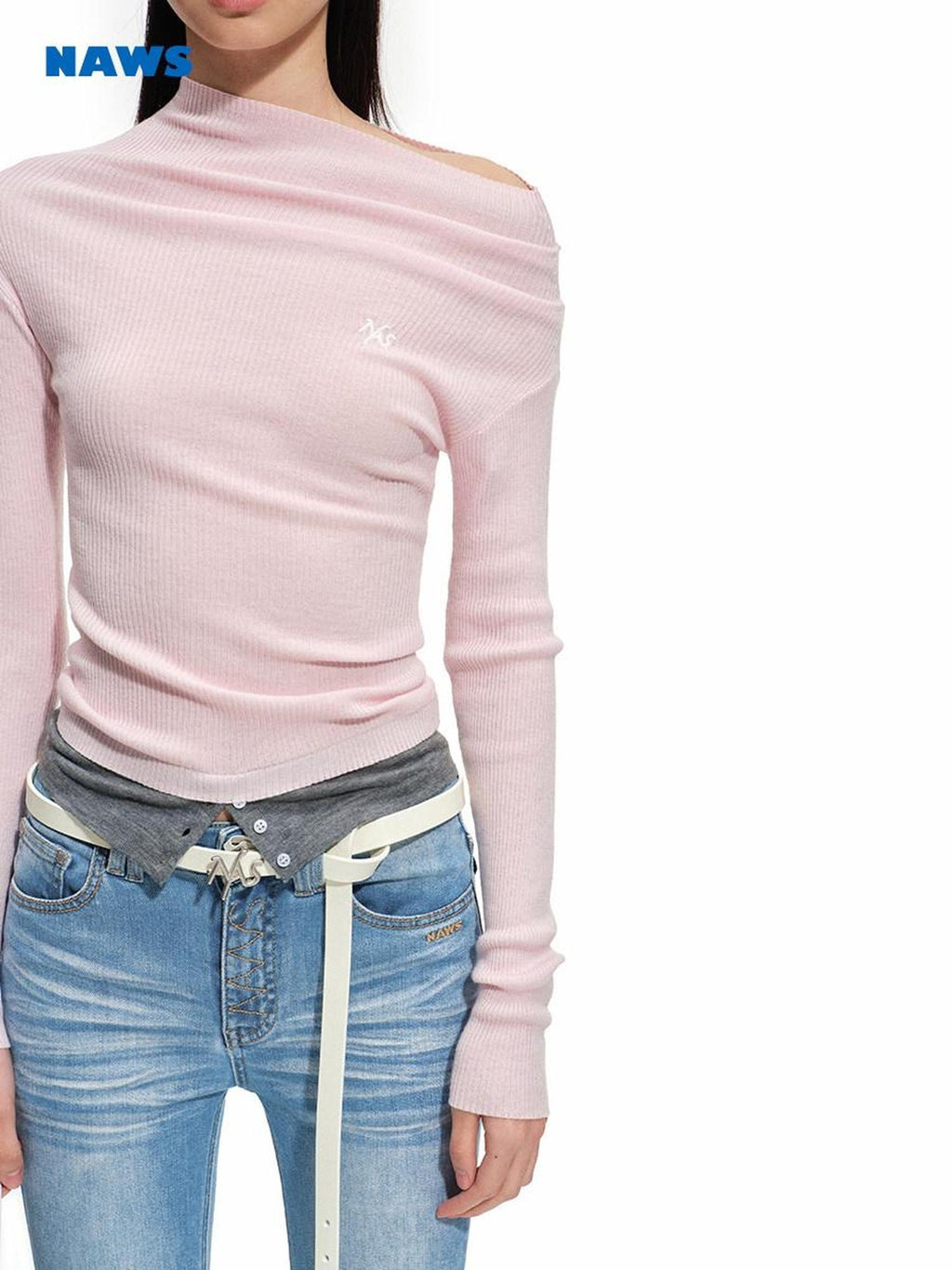 NAWSNOTAWEAR Soft Touch Slim Fit Faux Layered Knit Women Wool Blend Pullover Sweaters