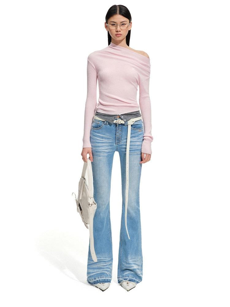 NAWSNOTAWEAR Soft Touch Slim Fit Faux Layered Knit Women Wool Blend Pullover Sweaters