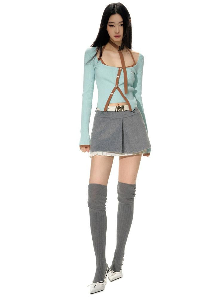 NAWSNOTAWEAR Soft Two Piece Knit Set Mid Sleeve Casual Chic Women Sea Blue Coffee Cardigans