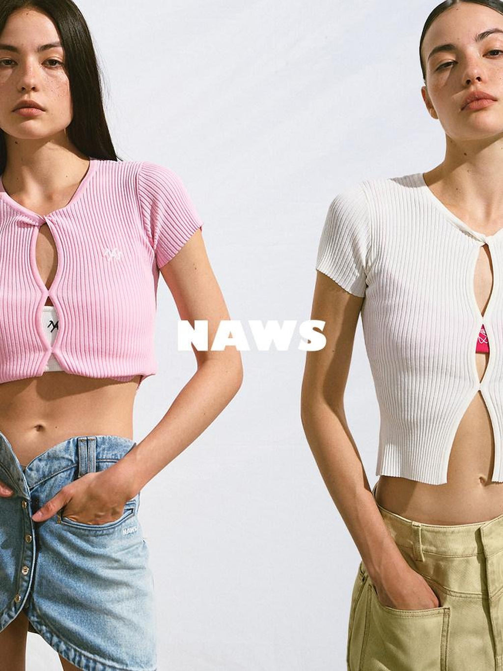 NAWSNOTAWEAR Soft V-neck Button Slim Knit Short Sleeve Casual Women Pearl Basic Crop Tops