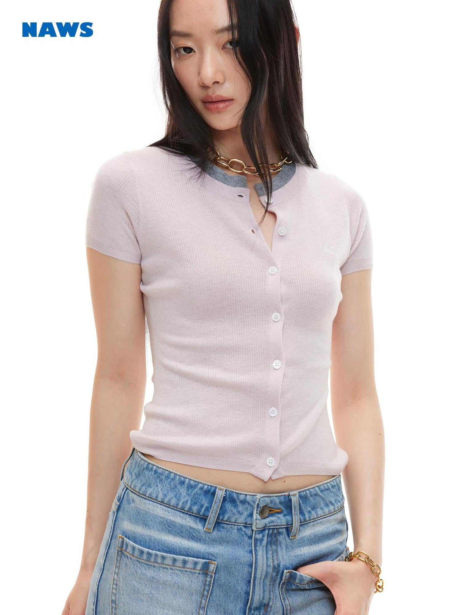 NAWSNOTAWEAR Soft Wool Blend Casual Slim Fit Women Blush Pink Short Sleeve T-Shirts