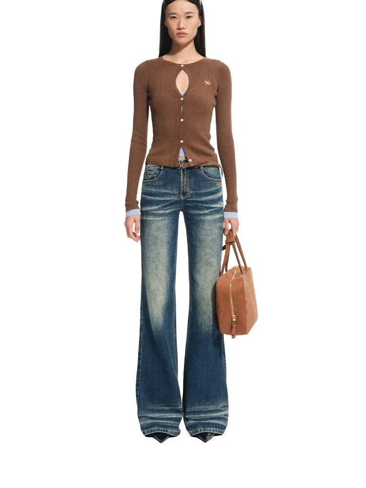 NAWSNOTAWEAR Soft Wool Blend Slim Fit Contrast Faux Two Piece Workwear Women Cardigans