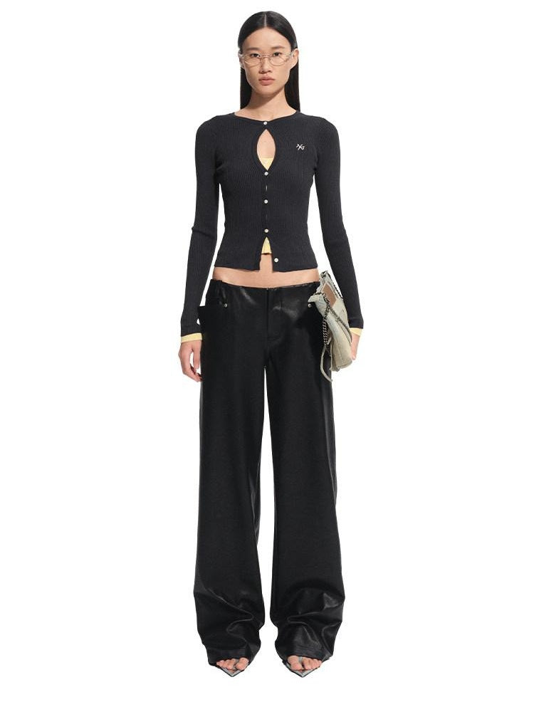 NAWSNOTAWEAR Soft Wool Blend Slim Fit Contrast Faux Two Piece Workwear Women Cardigans