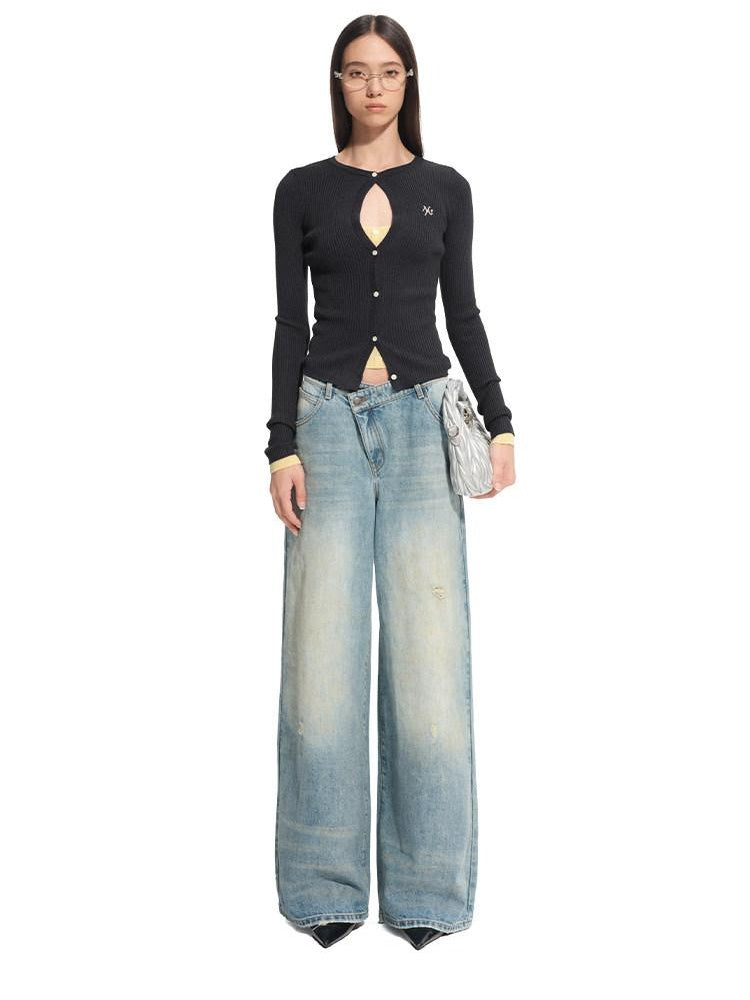 NAWSNOTAWEAR Soft Wool Blend Slim Fit Contrast Faux Two Piece Workwear Women Cardigans