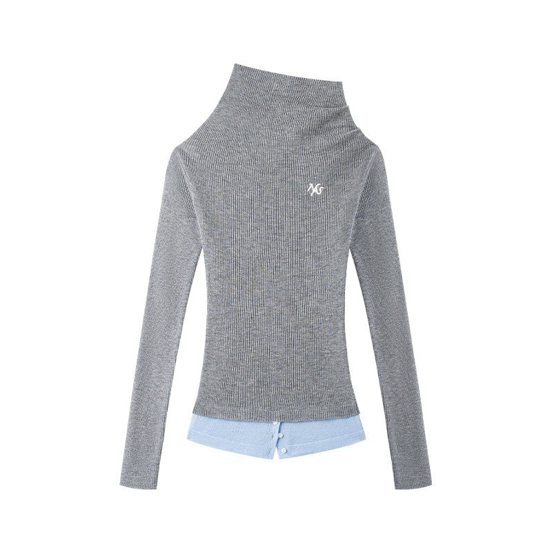 NAWSNOTAWEAR_Soft_Wool_Blend_Slim_Fit_Faux_Layered_Diagonal_Neck_Womens_Long_Sleeve_T-Shirts_MISSTT