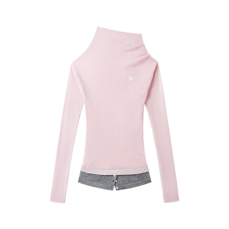 NAWSNOTAWEAR_Soft_Wool_Blend_Slim_Fit_Faux_Layered_Diagonal_Neck_Womens_Long_Sleeve_T-Shirts_MISSTT