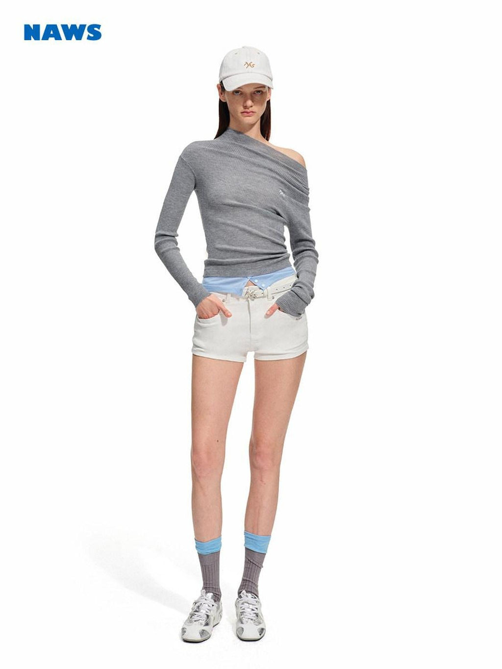NAWSNOTAWEAR Soft Wool Blend Slim Fit Faux Layered Diagonal Neck Womens Long Sleeve T-Shirts