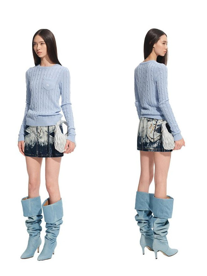 NAWSNOTAWEAR Soft Wool Cashmere Pullover Commuter Regular Fit Round Neck Women Nylon Sweaters