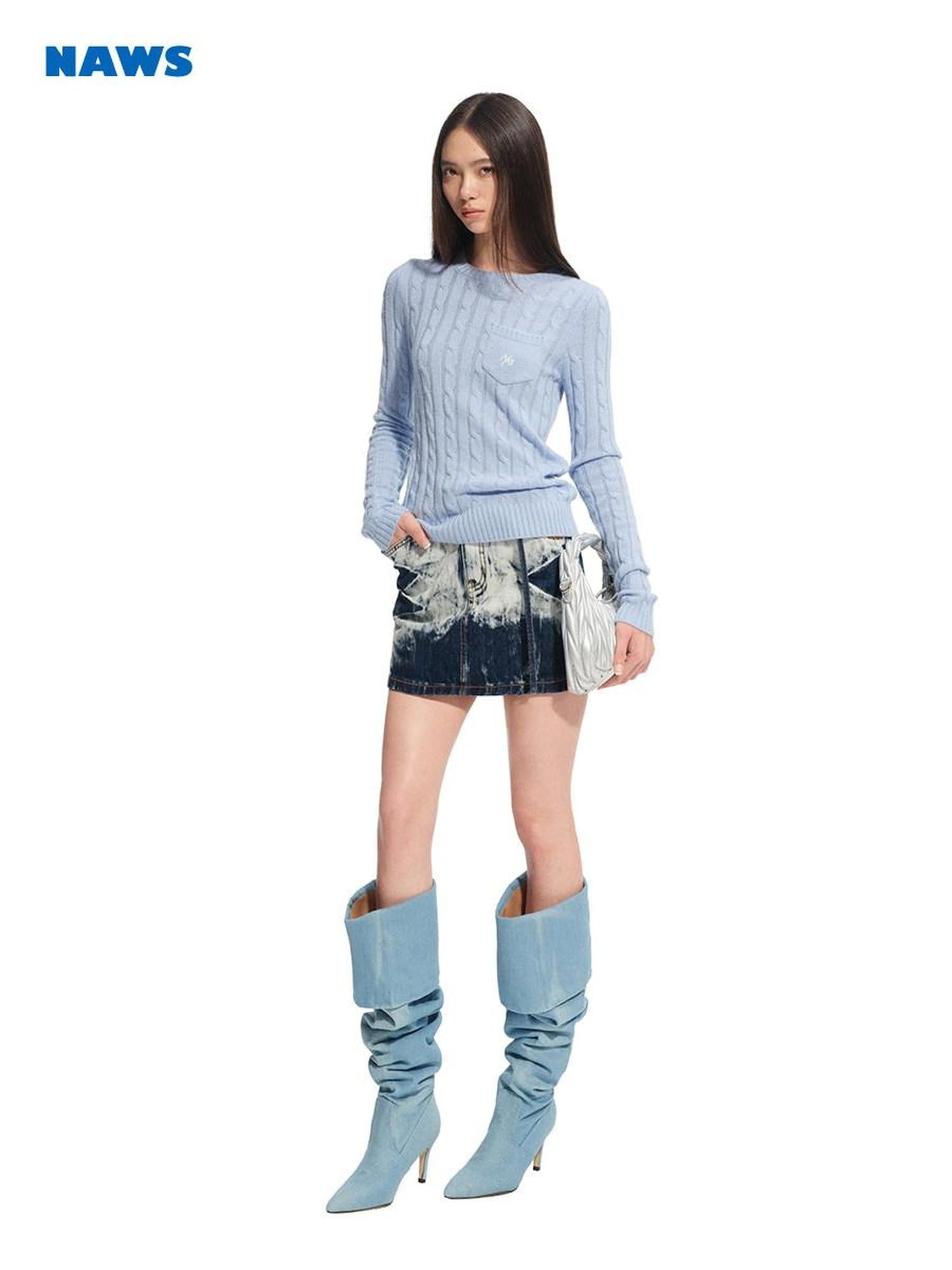 NAWSNOTAWEAR Soft Wool Cashmere Pullover Commuter Regular Fit Round Neck Women Nylon Sweaters