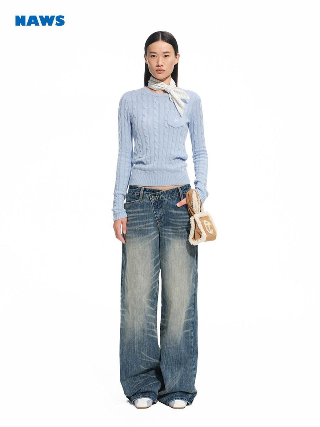 NAWSNOTAWEAR Soft Wool Cashmere Pullover Commuter Regular Fit Round Neck Women Nylon Sweaters