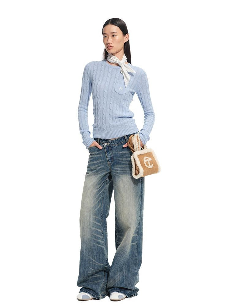 NAWSNOTAWEAR Soft Wool Cashmere Pullover Commuter Regular Fit Round Neck Women Nylon Sweaters