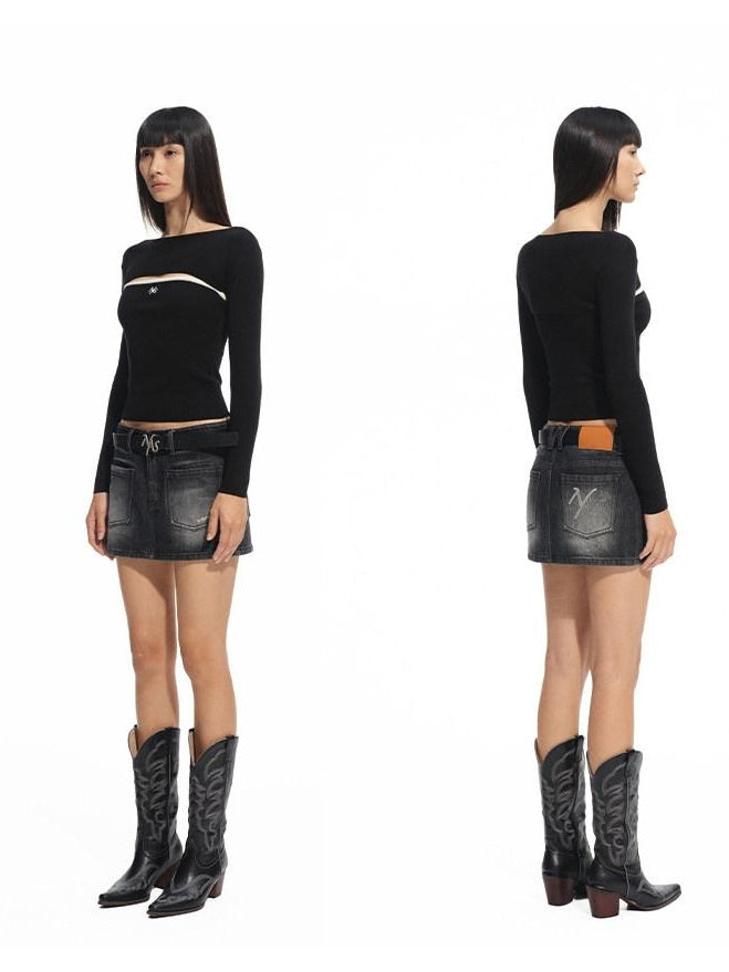 NAWSNOTAWEAR Soft Wool Tencel Slim Fit Detachable Women Round Neck Logo Knit Sweaters