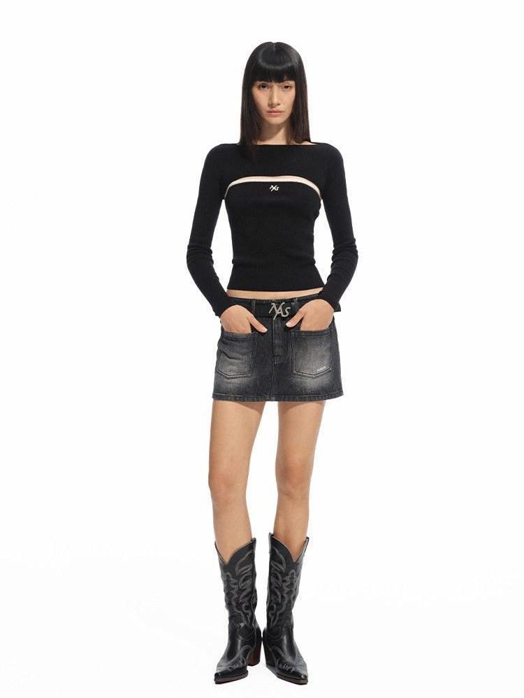 NAWSNOTAWEAR Soft Wool Tencel Slim Fit Detachable Women Round Neck Logo Knit Sweaters