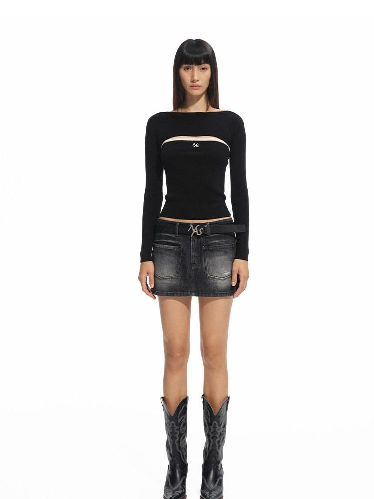 NAWSNOTAWEAR Soft Wool Tencel Slim Fit Detachable Women Round Neck Logo Knit Sweaters