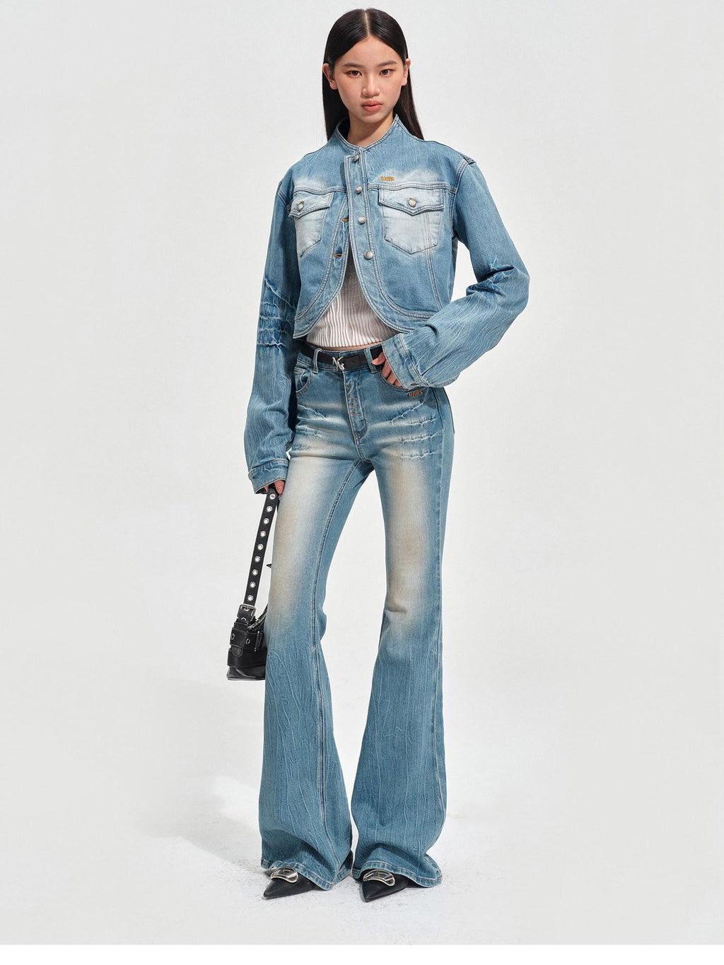 NAWSNOTAWEAR Stretch Cotton Cropped Vintage Equestrian Women Button Front Denim Jackets