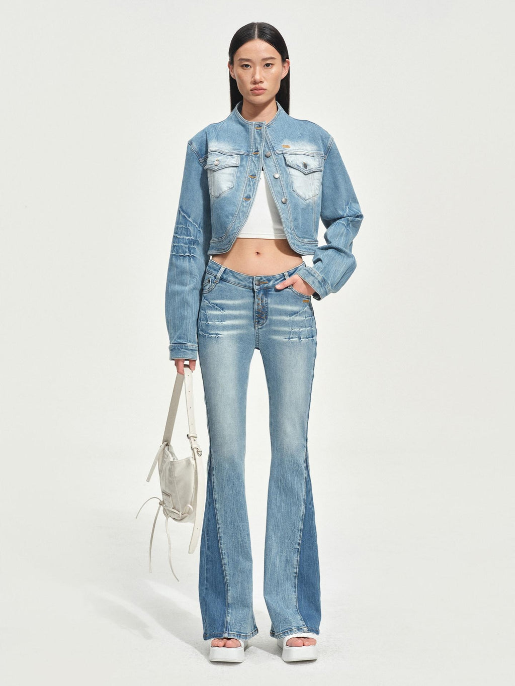 NAWSNOTAWEAR Stretch Cotton Cropped Vintage Equestrian Women Button Front Denim Jackets