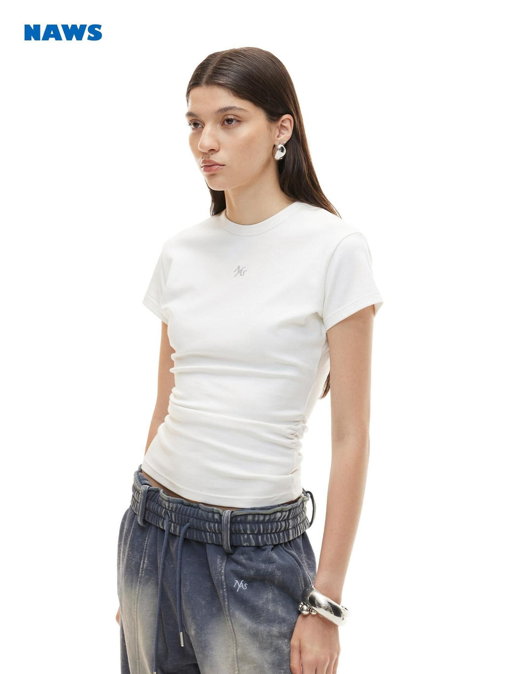 NAWSNOTAWEAR Stretch Cotton Slim Fit Casual Crewneck Women Logo Short Sleeve T-Shirts