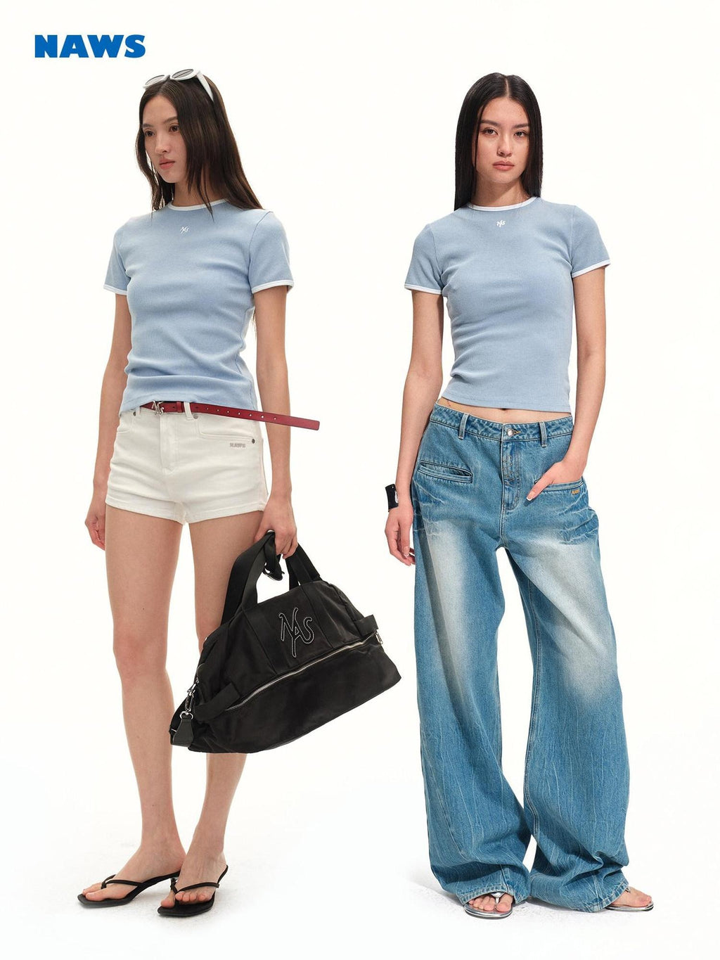 NAWSNOTAWEAR Stretch Cotton Slim Fit Colorblock Equestrian Logo Ladies Short Sleeve T-Shirts