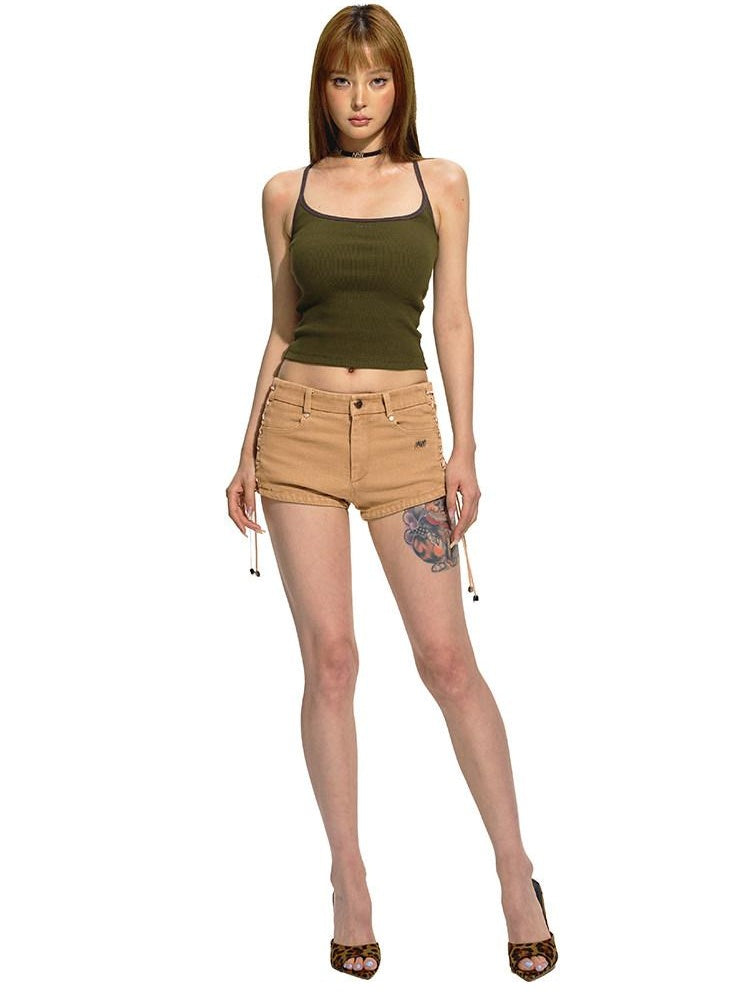 NAWSNOTAWEAR Stretch Cotton Slim Fit Cropped Racerback Womens Commuter Chic Camisoles