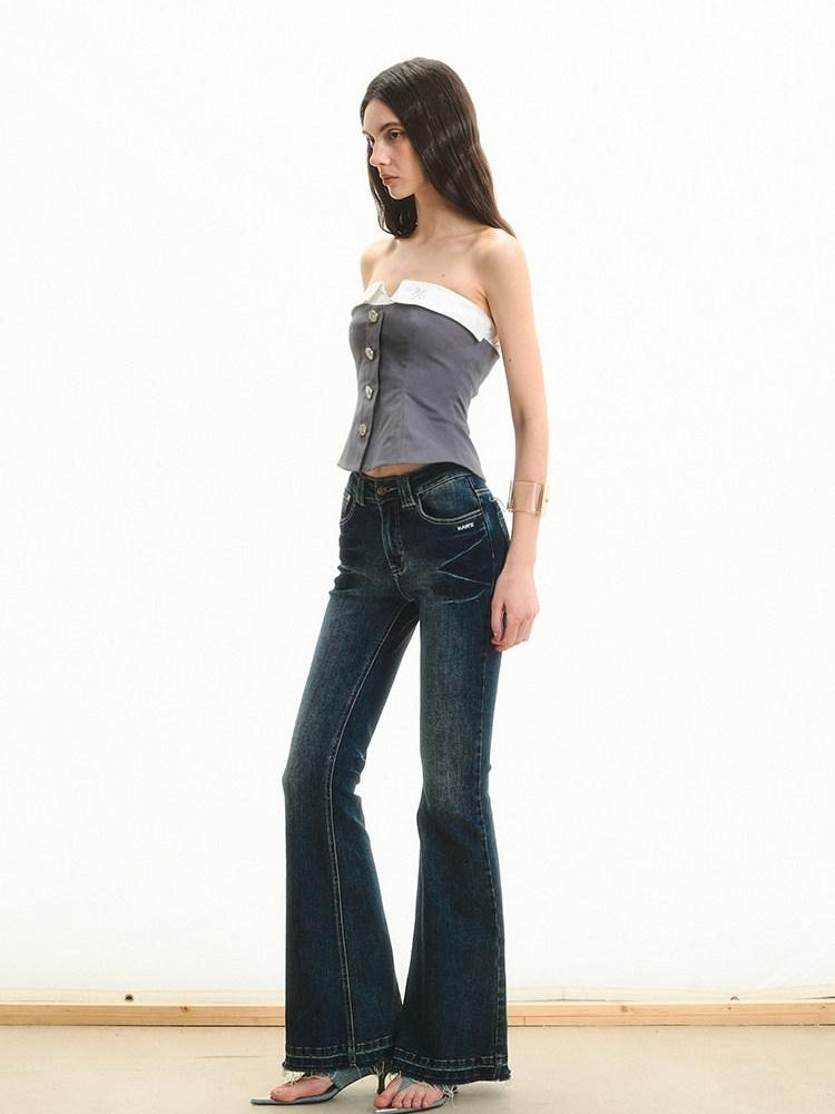 NAWSNOTAWEAR Stretch Cotton Slim Fit Strappy Versatile Casual Solid Dusk Gray Tube Tops