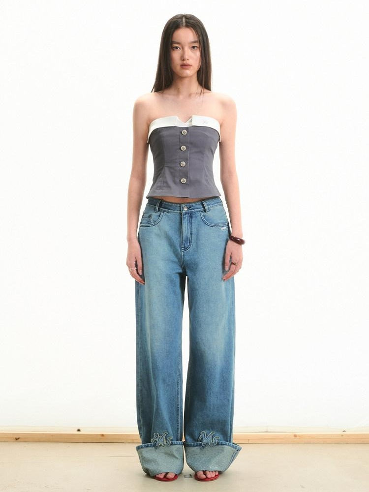 NAWSNOTAWEAR Stretch Cotton Slim Fit Strappy Versatile Casual Solid Dusk Gray Tube Tops