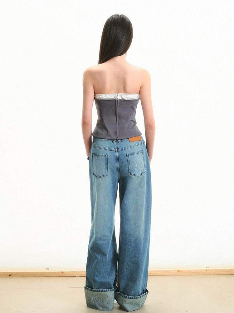 NAWSNOTAWEAR Stretch Cotton Slim Fit Strappy Versatile Casual Solid Dusk Gray Tube Tops