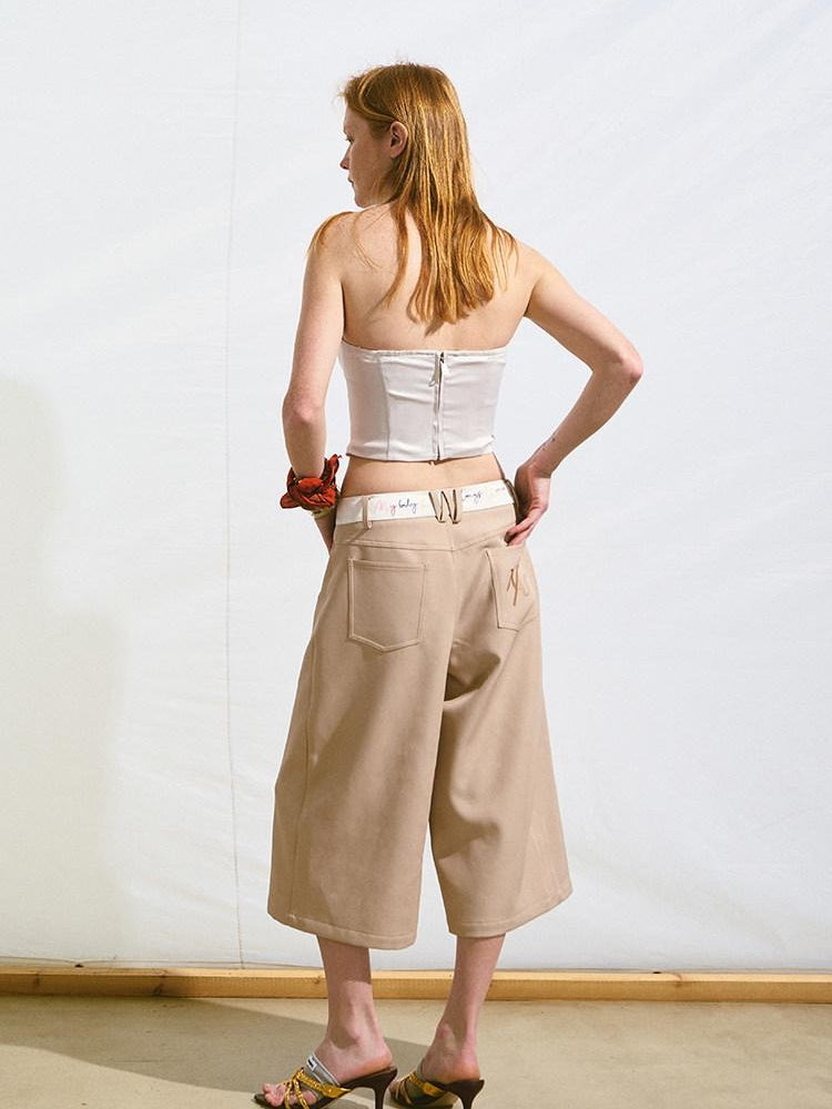 NAWSNOTAWEAR Stretch Slim Fit Cropped Solid Antique White Poly Spandex Tube Tops