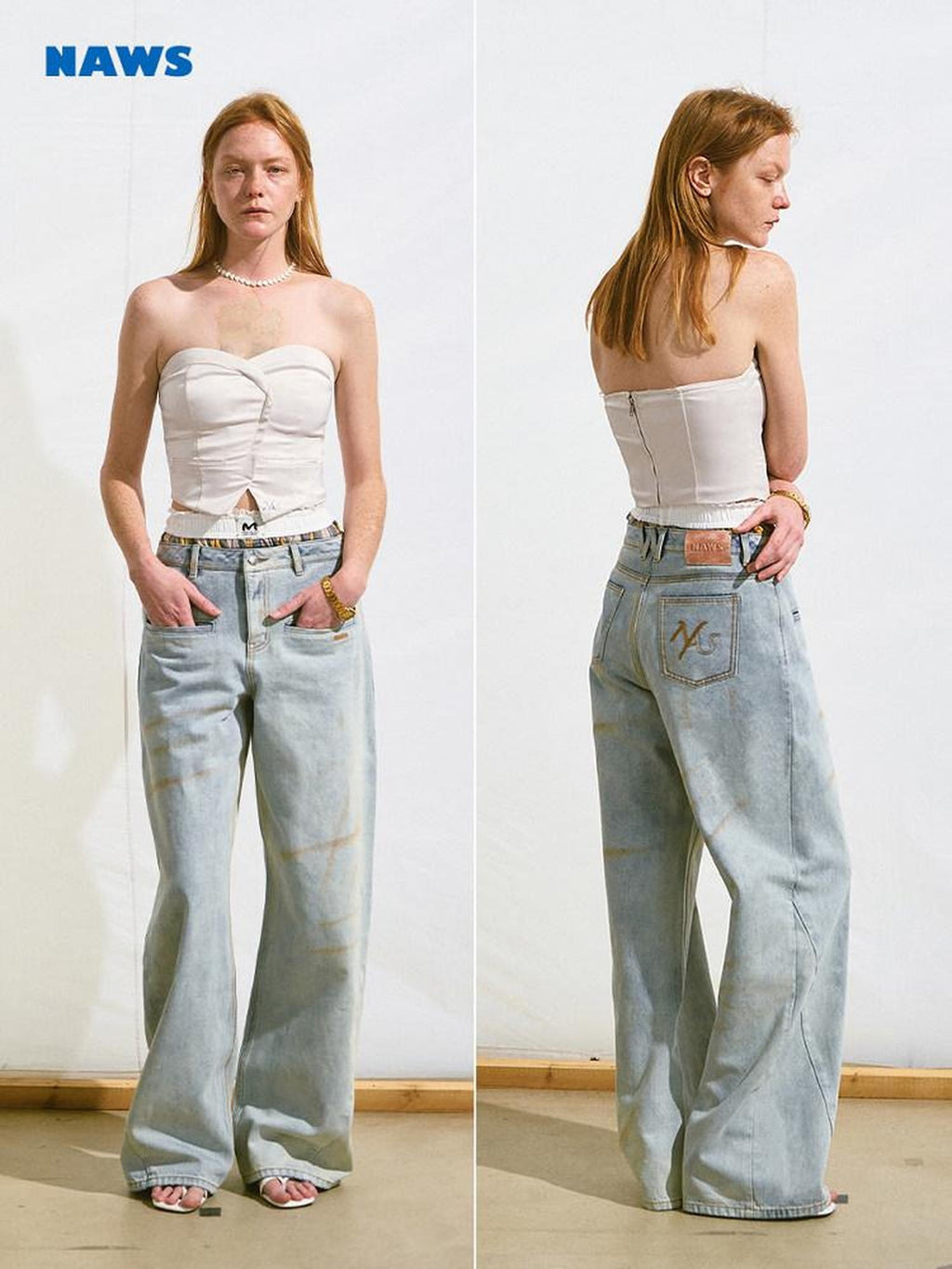 NAWSNOTAWEAR Stretch Slim Fit Cropped Solid Antique White Poly Spandex Tube Tops