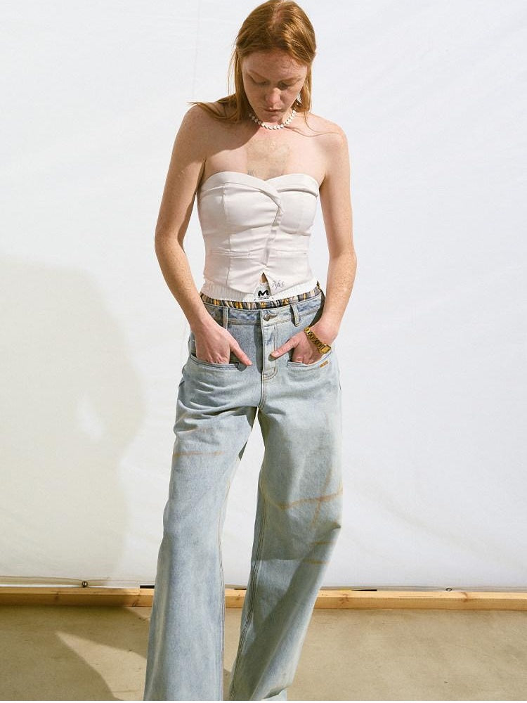 NAWSNOTAWEAR Stretch Slim Fit Cropped Solid Antique White Poly Spandex Tube Tops